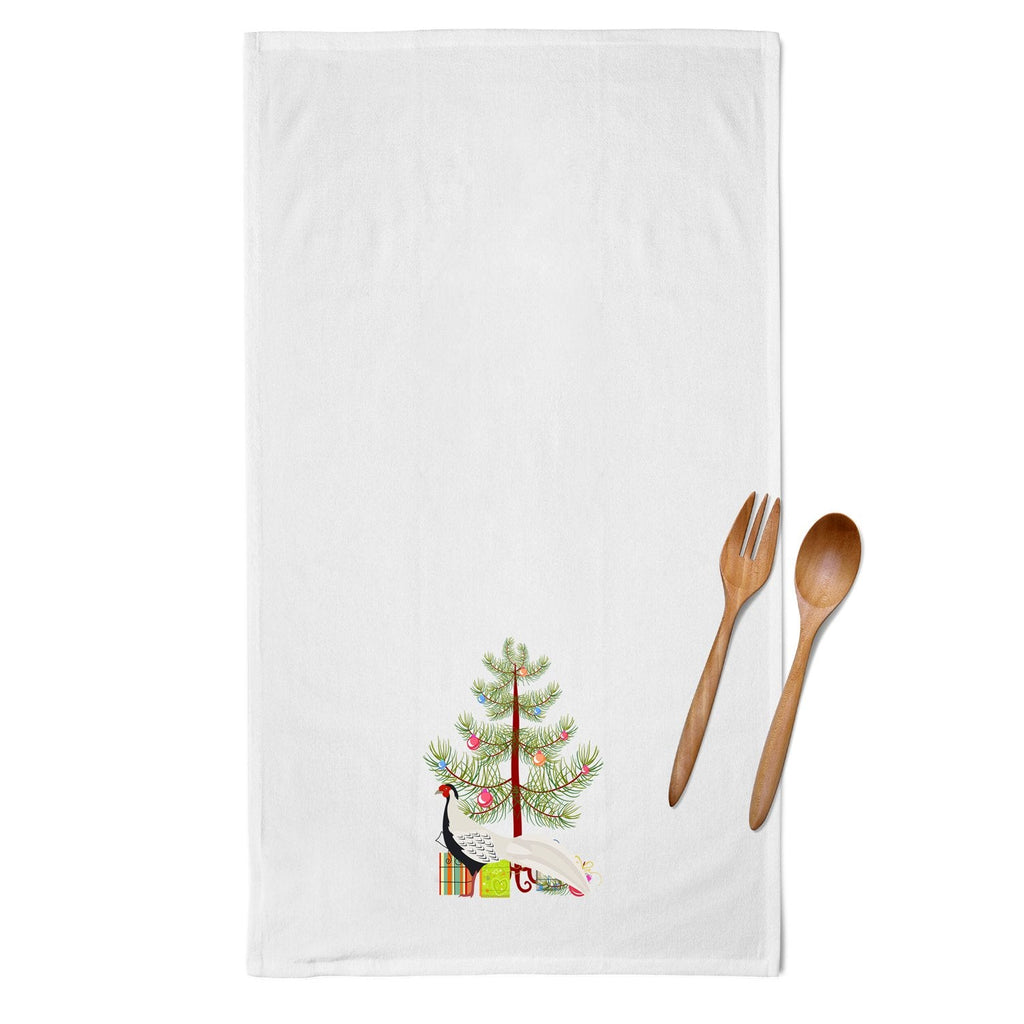 Silver Pheasant Christmas Kitchen Towel Set of 2 White Dish Towels Decorative Bathroom Hand towel for Hand, Face, Hair, Yoga, Tea, Dishcloth, 19 X 28", White