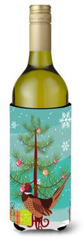 Ring-necked Common Pheasant Christmas Wine Bottle Hugger Gift Sleeve for Standard 750 ml Bottles, Insulated Reusable Also Fits Mini Shot & Pint Bottles