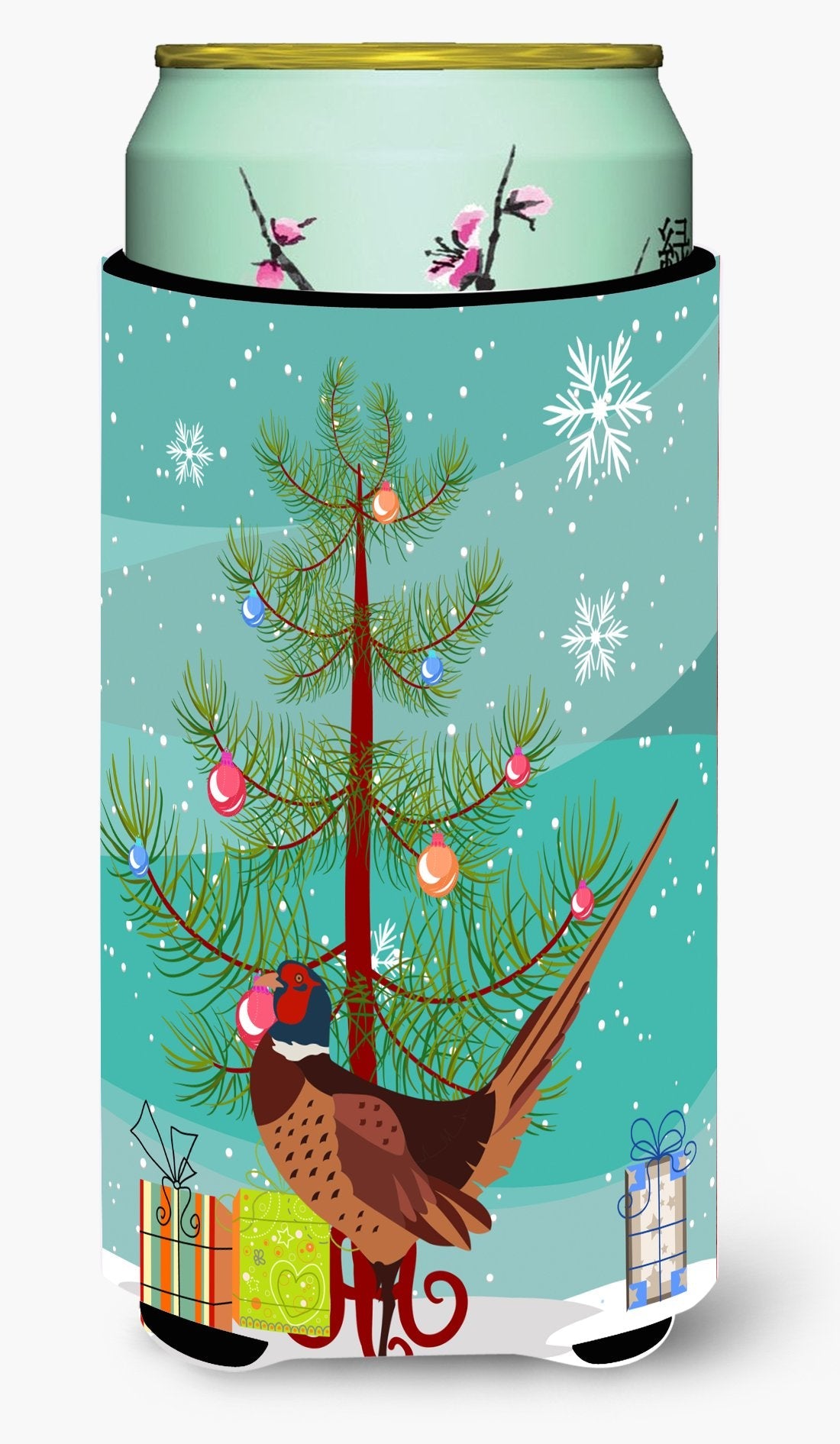 Ring-necked Common Pheasant Christmas Tall Boy Hugger Can Cooler Sleeve Machine Washable Drink Collapsible Insulator Beverage Insulated Holder