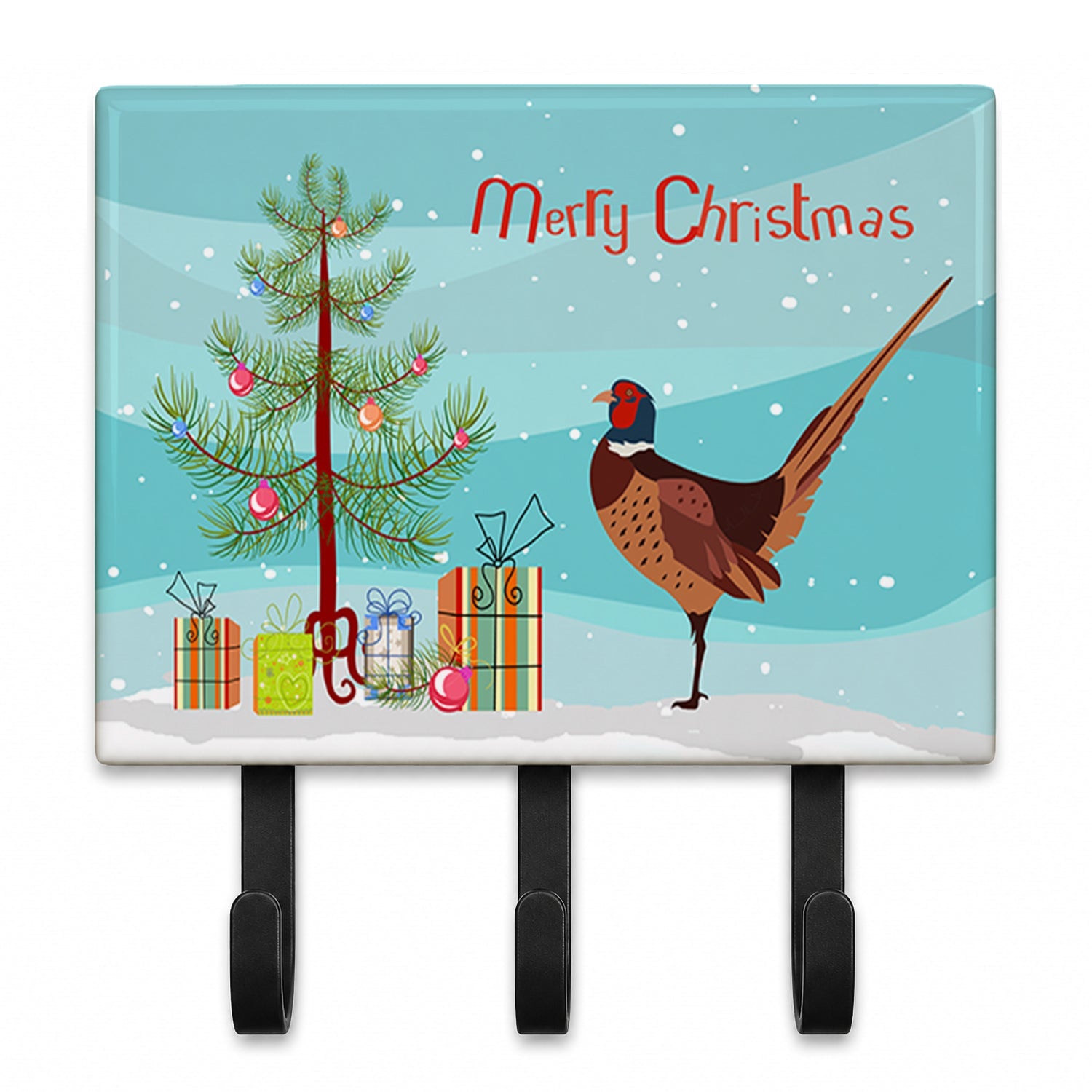 Ring-necked Common Pheasant Christmas Leash or Key Holder Wall Hooks, Coat Rack Wall Mount, for Hanging Keys, Towels, Aprons, Leashes