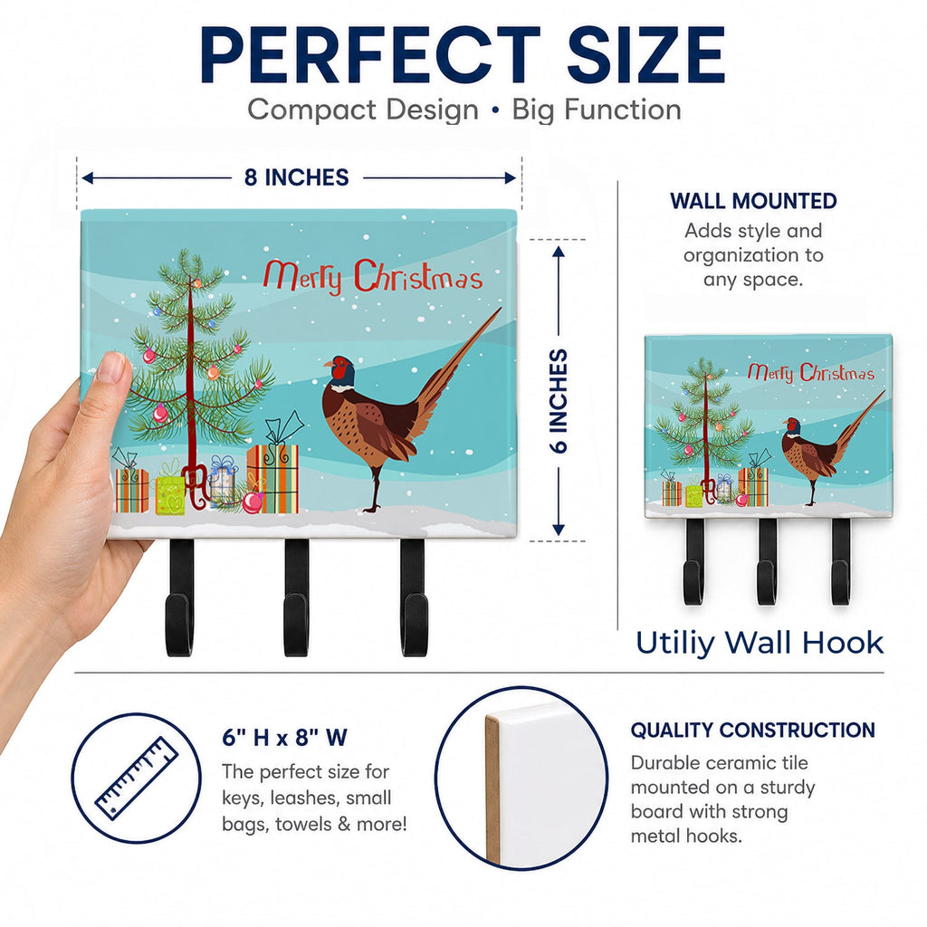 Ring-necked Common Pheasant Christmas Leash or Key Holder Wall Hooks, Coat Rack Wall Mount, for Hanging Keys, Towels, Aprons, Leashes
