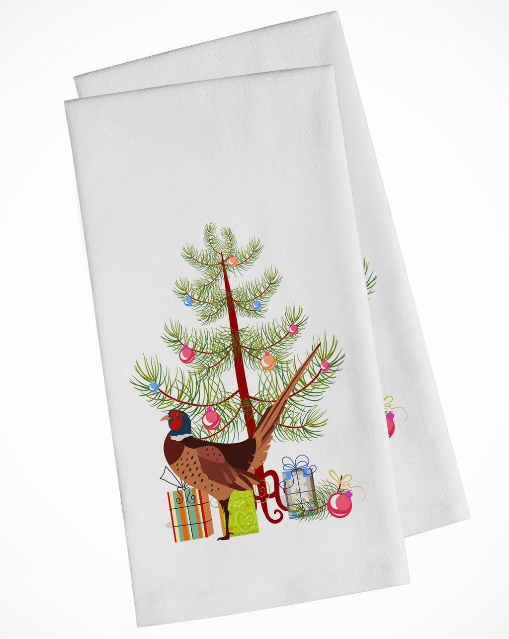 Ring-necked Common Pheasant Christmas Kitchen Towel Set of 2 White Dish Towels Decorative Bathroom Hand towel for Hand, Face, Hair, Yoga, Tea, Dishcloth, 19 X 28", White
