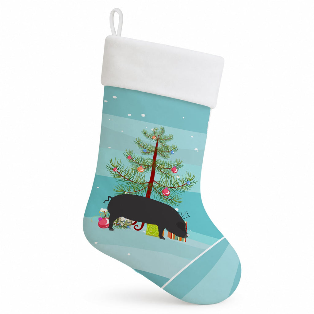 Devon Large Black Pig Christmas Holiday Stocking Double-Sided Print, Polyester Suede,11x18, Made in USA