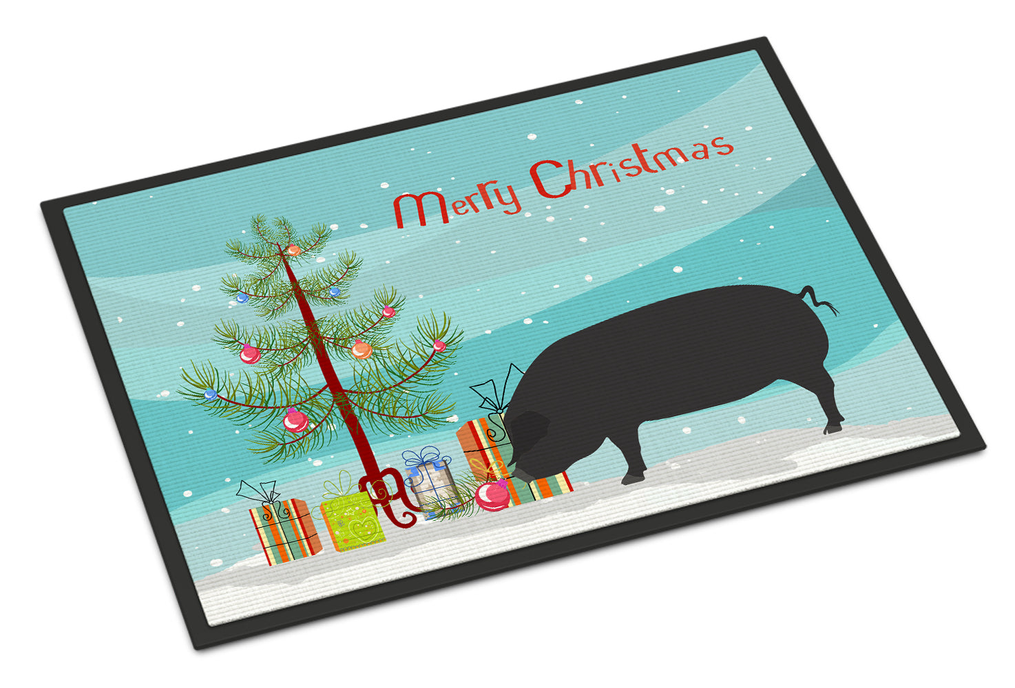 Devon Large Black Pig Christmas Doormat Indoor Outdoor 24H X 36W Front Door Mat Rugs for Entryway, Non Slip Washable Low Pile,