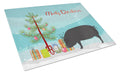 Devon Large Black Pig Christmas Cutting Board Tempered Glass Kitchen Cutting Surface, Heat Resistant Chopping, Non-Slip Feet, Food Prep & Serving