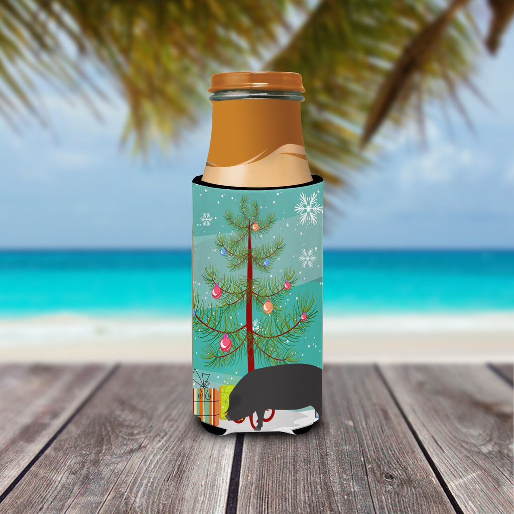 Devon Large Black Pig Christmas Slim Can Hugger , Insulated Foam Hugger for 12 oz Slim Cans, Beer Bottles & Water Bottles, Printed in USA