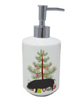 Devon Large Black Pig Christmas Ceramic Soap Dispenser , Empty Refillable Hand Soap Pump Bottle for Bathroom Kitchen