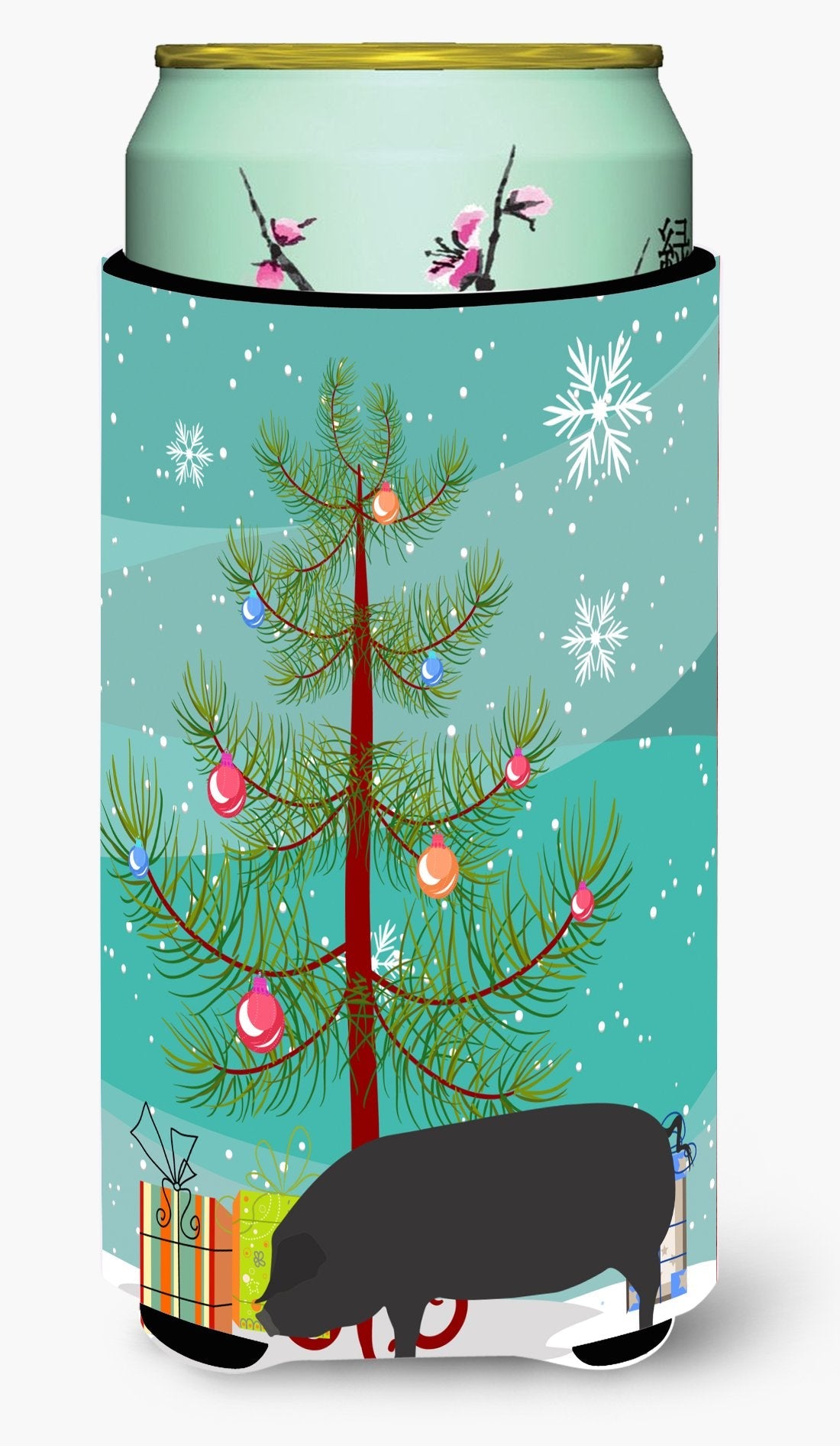 Devon Large Black Pig Christmas Tall Boy Hugger Can Cooler Sleeve Machine Washable Drink Collapsible Insulator Beverage Insulated Holder