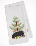 Devon Large Black Pig Christmas Kitchen Towel Set of 2 White Dish Towels Decorative Bathroom Hand towel for Hand, Face, Hair, Yoga, Tea, Dishcloth, 19 X 28", White