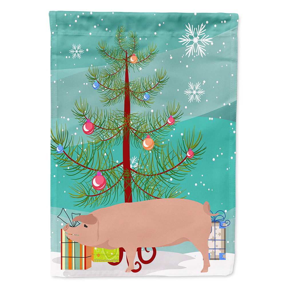 American Landrace Pig Christmas House Flag 28x40 Porch Sleeve Pole Decorative Outside Yard Banner Artwork Wall Hanging, Polyester