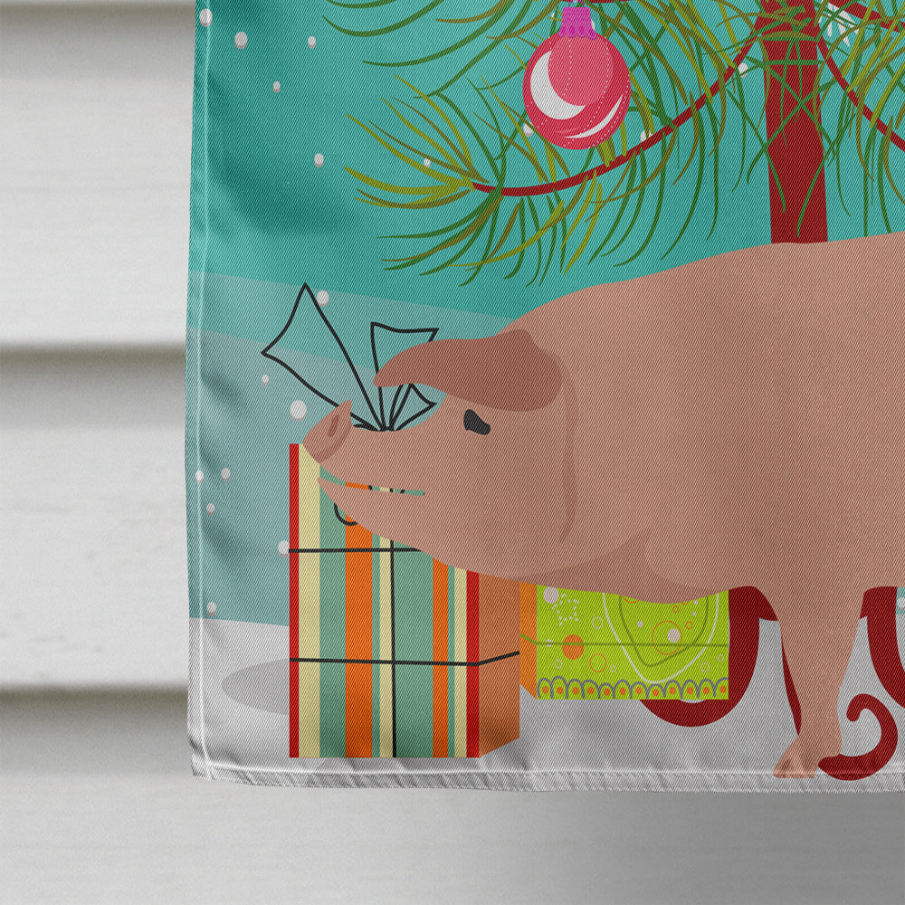 American Landrace Pig Christmas House Flag 28x40 Porch Sleeve Pole Decorative Outside Yard Banner Artwork Wall Hanging, Polyester