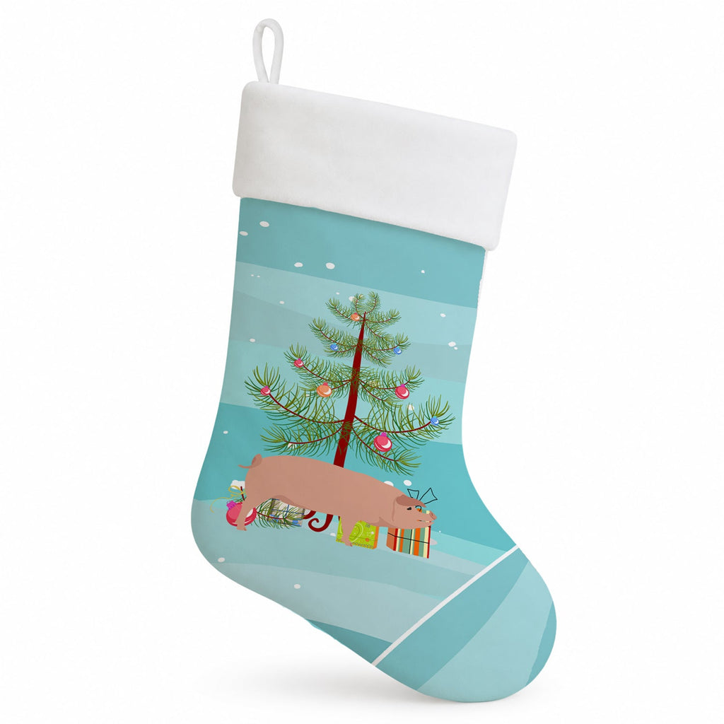 American Landrace Pig Christmas Holiday Stocking Double-Sided Print, Polyester Suede,11x18, Made in USA