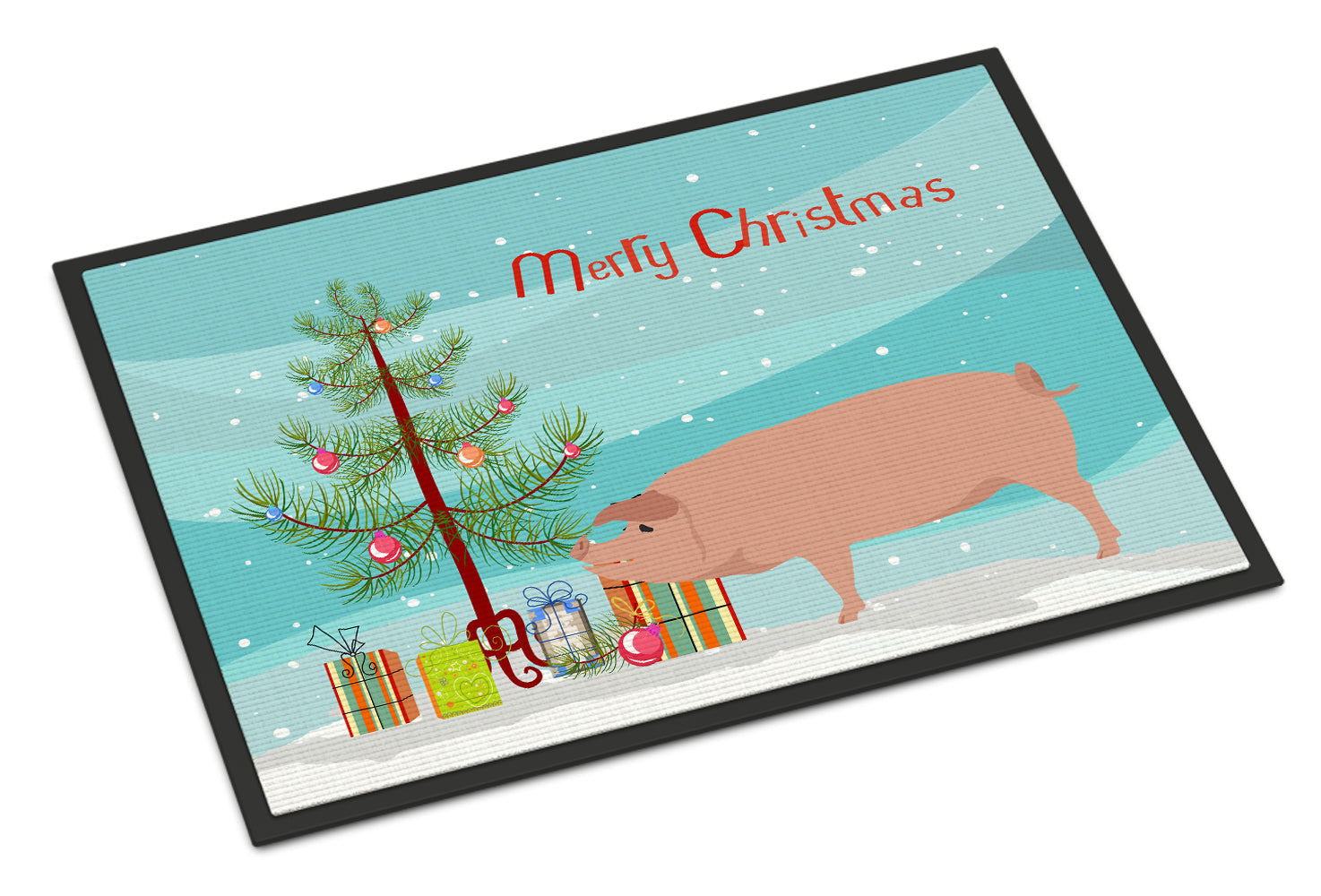 American Landrace Pig Christmas Doormat Indoor Outdoor 18H X 27W Front Door Mat Rugs for Entryway, Non Slip Washable