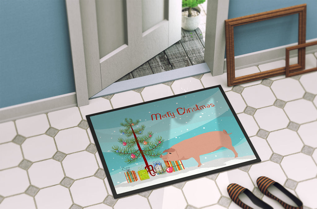 American Landrace Pig Christmas Doormat Indoor Outdoor 18H X 27W Front Door Mat Rugs for Entryway, Non Slip Washable