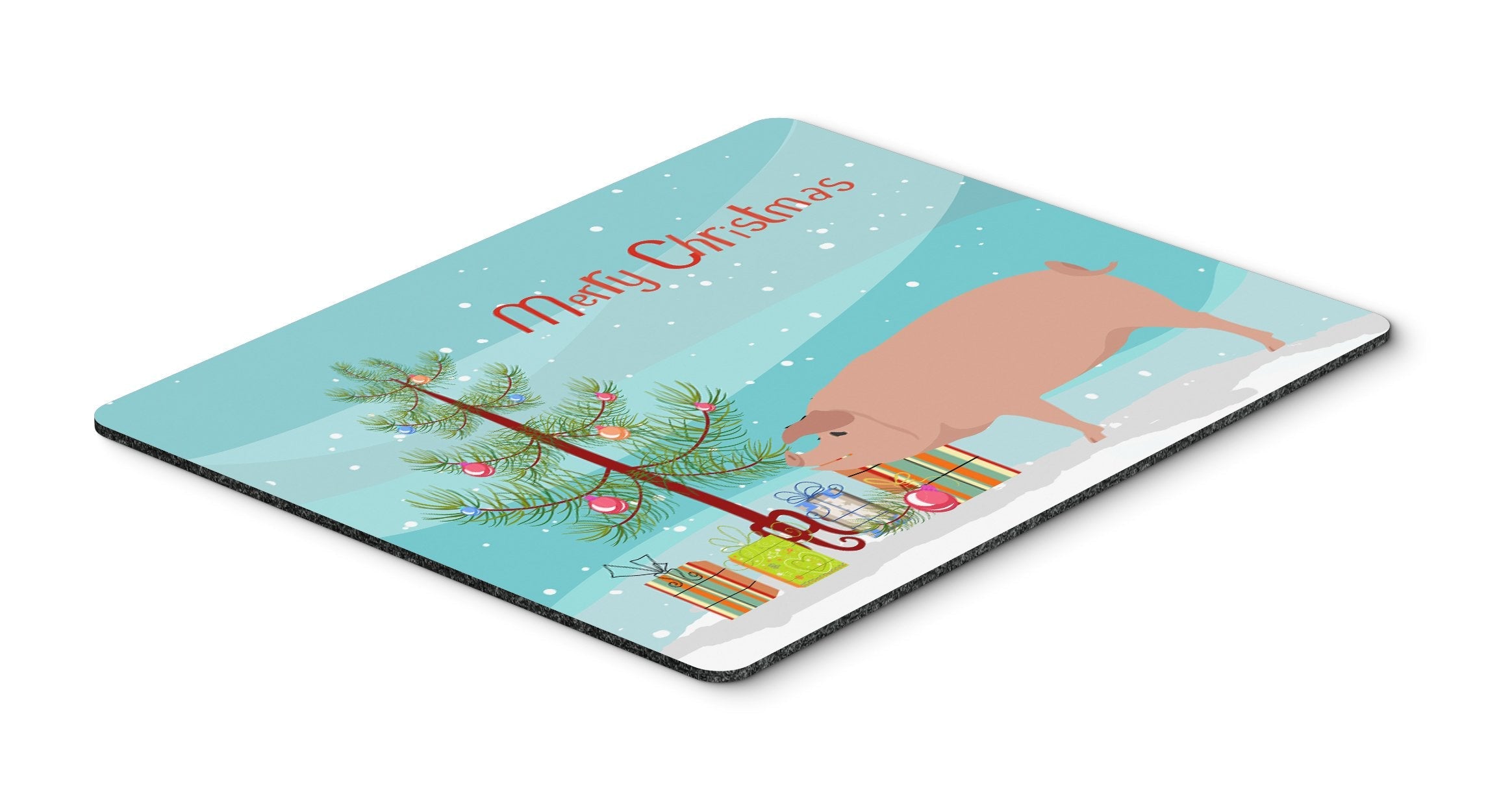 American Landrace Pig Christmas Mouse Pad, Heat Resistant Trivet Hot Pad , Non Slip Rubber Desk Mat, Kitchen Counter Protector, Home Office Decor Gift