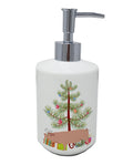 American Landrace Pig Christmas Ceramic Soap Dispenser , Empty Refillable Hand Soap Pump Bottle for Bathroom Kitchen