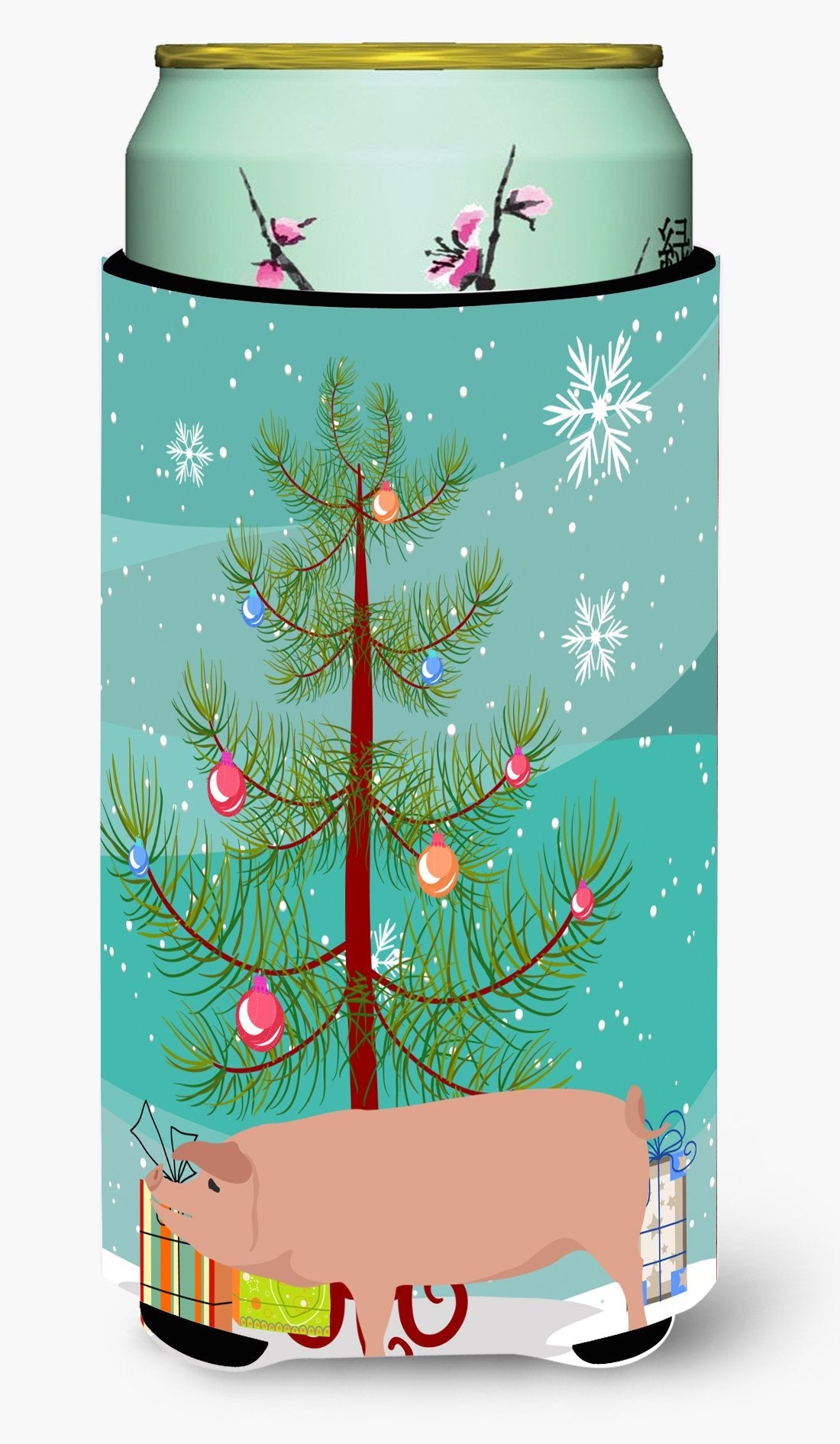 American Landrace Pig Christmas Tall Boy Hugger Can Cooler Sleeve Machine Washable Drink Collapsible Insulator Beverage Insulated Holder
