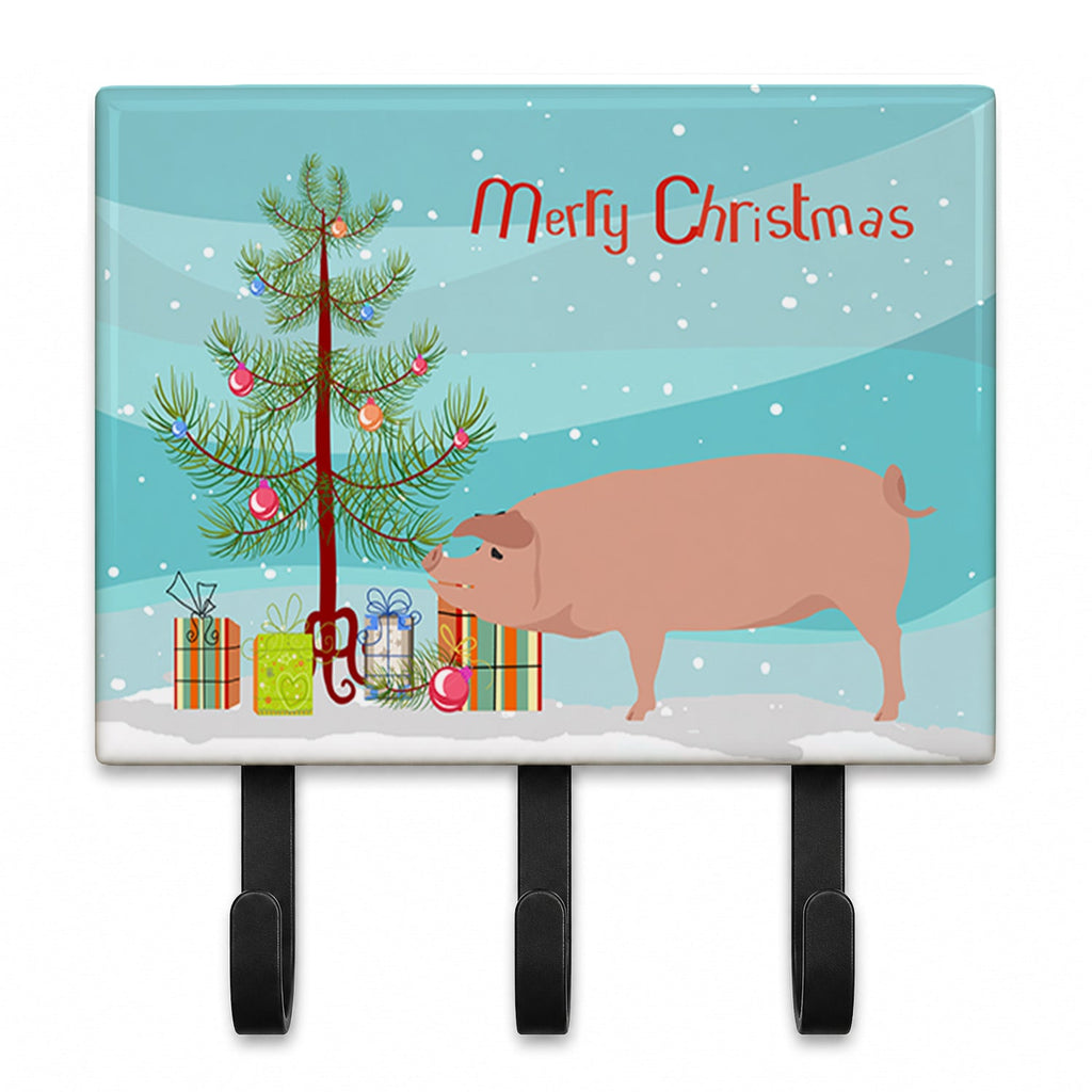 American Landrace Pig Christmas Leash or Key Holder Wall Hooks, Coat Rack Wall Mount, for Hanging Keys, Towels, Aprons, Leashes