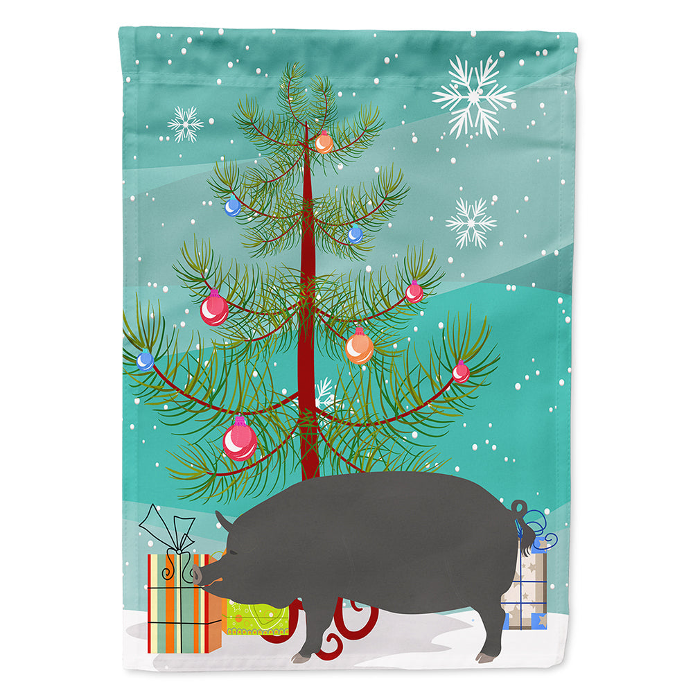 Berkshire Pig Christmas House Flag 28x40 Porch Sleeve Pole Decorative Outside Yard Banner Artwork Wall Hanging, Polyester