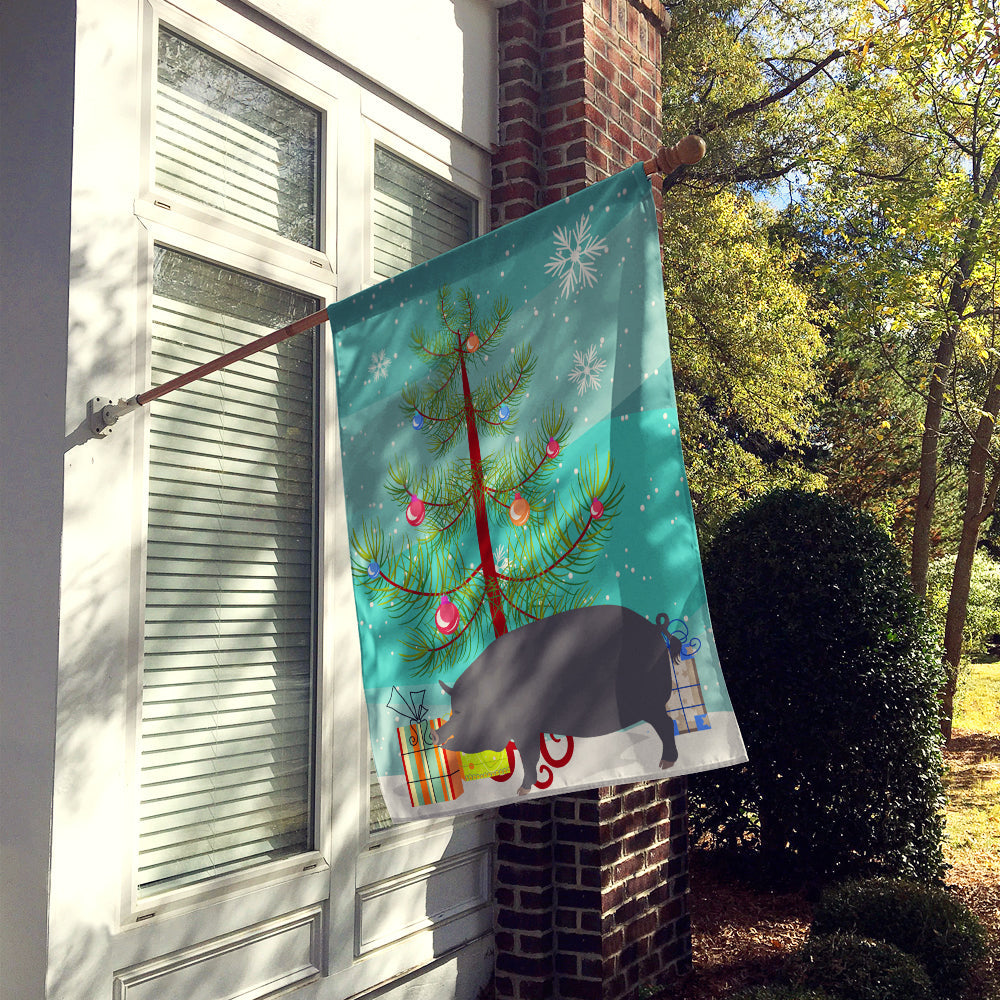Berkshire Pig Christmas House Flag 28x40 Porch Sleeve Pole Decorative Outside Yard Banner Artwork Wall Hanging, Polyester
