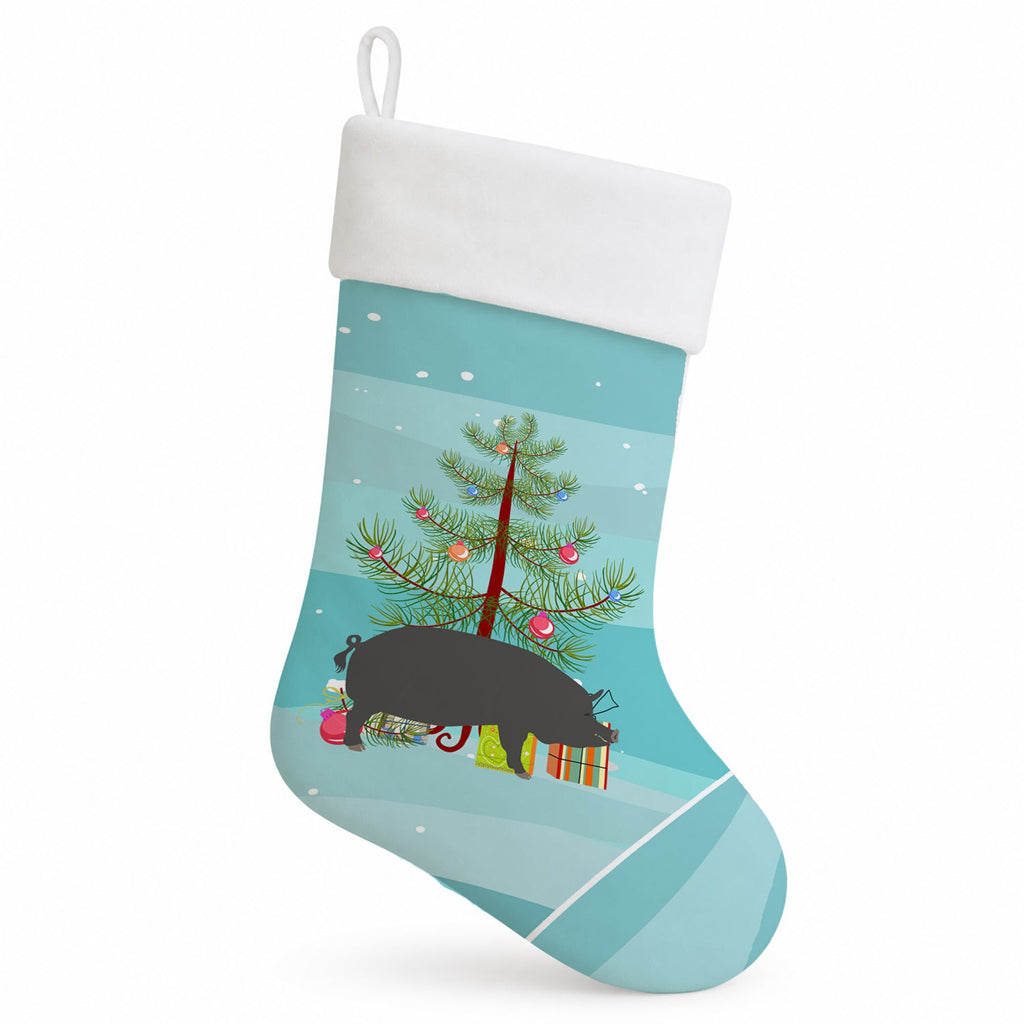 Berkshire Pig Christmas Holiday Stocking Double-Sided Print, Polyester Suede,11x18, Made in USA