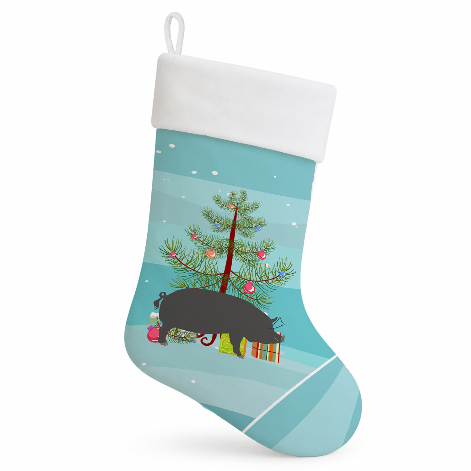 Berkshire Pig Christmas Holiday Stocking Double-Sided Print, Polyester Suede,11x18, Made in USA