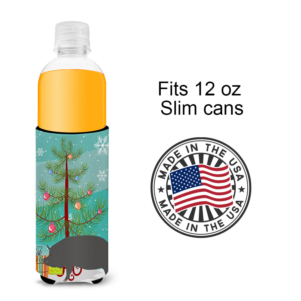 Berkshire Pig Christmas Slim Can Hugger , Insulated Foam Hugger for 12 oz Slim Cans, Beer Bottles & Water Bottles, Printed in USA