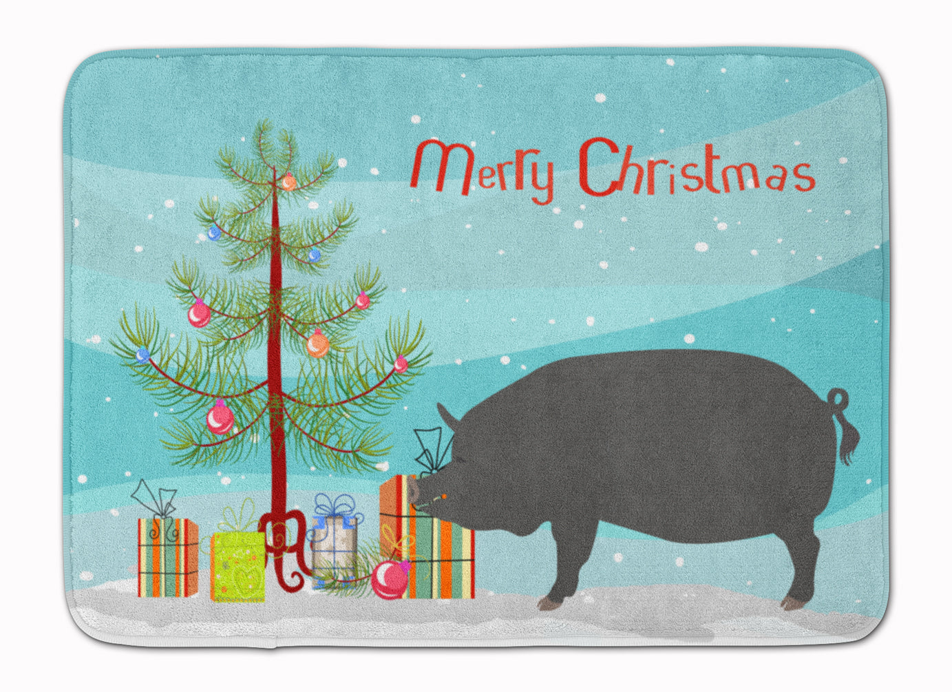 Berkshire Pig Christmas Memory Foam Kitchen Mat Machine Washable Anti-Fatigue Cushion Comfort Bath or Kitchen Rug