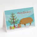 Hungarian Mangalica Pig Christmas Greeting Cards Pack of 8 Blank Cards with Envelopes Whimsical A7 Size 5x7