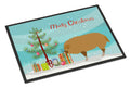 Hungarian Mangalica Pig Christmas Doormat Indoor Outdoor 18H X 27W Front Door Mat Rugs for Entryway, Non Slip Washable
