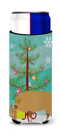 Hungarian Mangalica Pig Christmas Slim Can Hugger , Insulated Foam Hugger for 12 oz Slim Cans, Beer Bottles & Water Bottles, Printed in USA