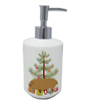 Hungarian Mangalica Pig Christmas Ceramic Soap Dispenser , Empty Refillable Hand Soap Pump Bottle for Bathroom Kitchen