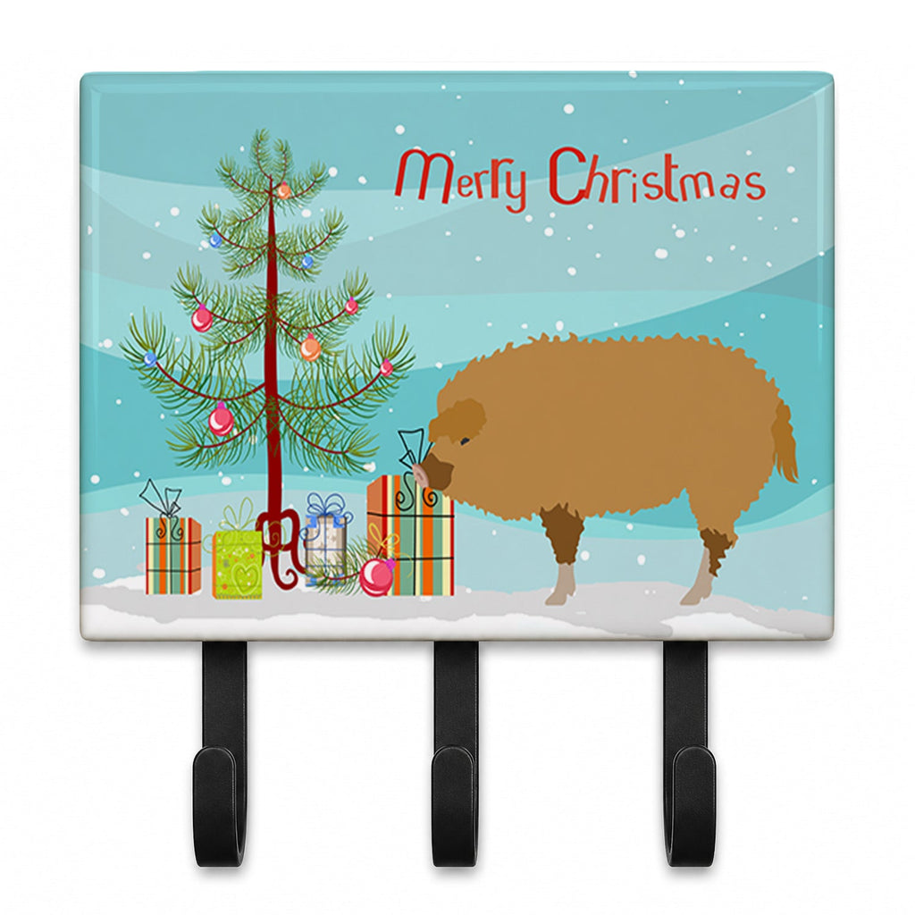 Hungarian Mangalica Pig Christmas Leash or Key Holder Wall Hooks, Coat Rack Wall Mount, for Hanging Keys, Towels, Aprons, Leashes