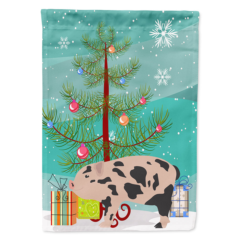 Mini Miniature Pig Christmas House Flag 28x40 Porch Sleeve Pole Decorative Outside Yard Banner Artwork Wall Hanging, Polyester