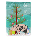 Mini Miniature Pig Christmas House Flag 28x40 Porch Sleeve Pole Decorative Outside Yard Banner Artwork Wall Hanging, Polyester
