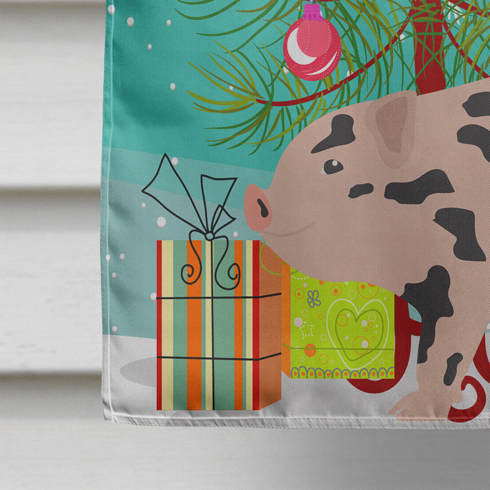 Mini Miniature Pig Christmas House Flag 28x40 Porch Sleeve Pole Decorative Outside Yard Banner Artwork Wall Hanging, Polyester