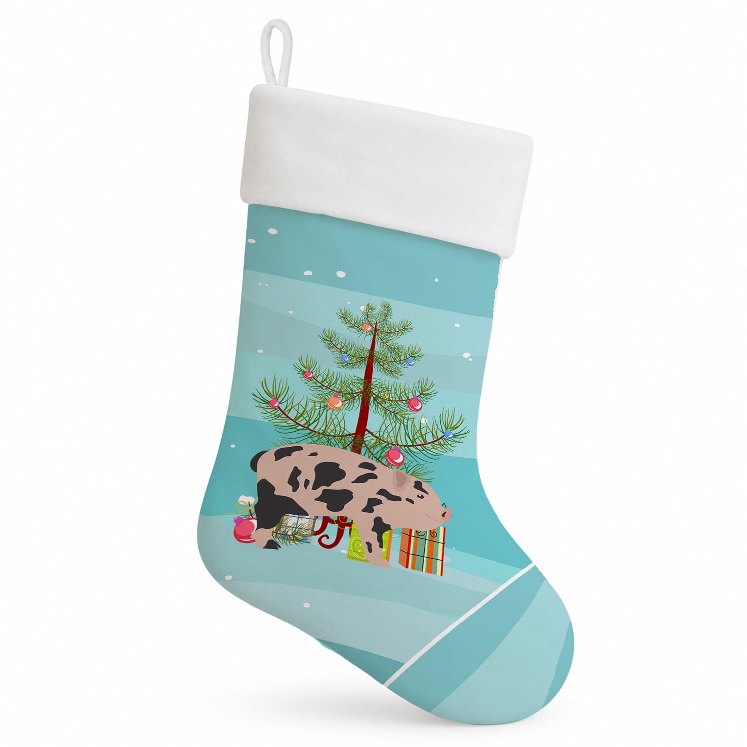 Mini Miniature Pig Christmas Holiday Stocking Double-Sided Print, Polyester Suede,11x18, Made in USA