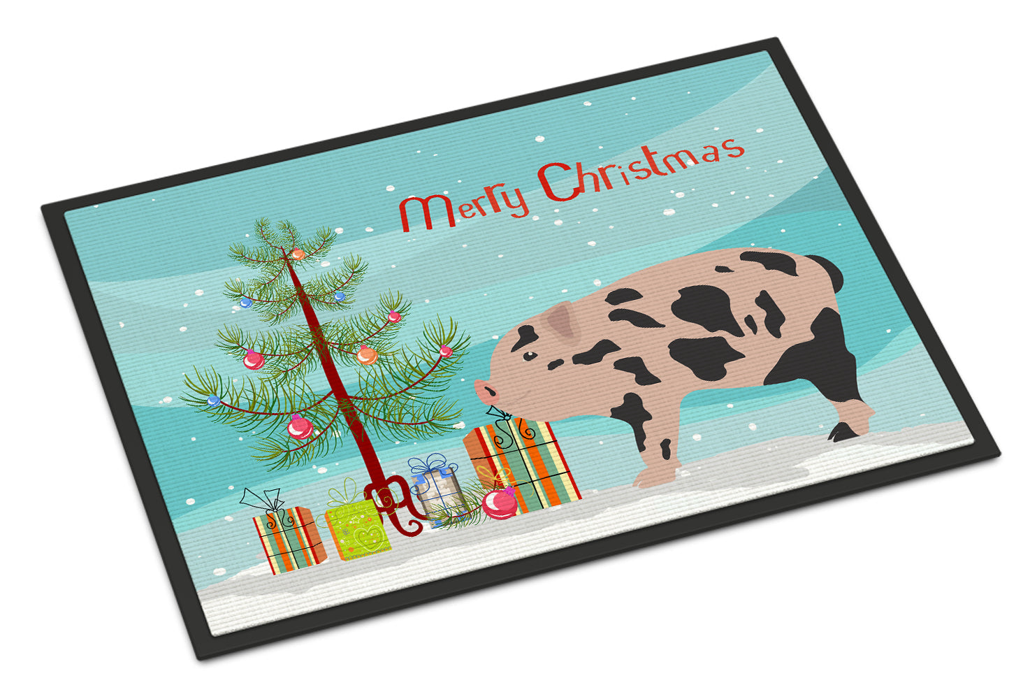 Mini Miniature Pig Christmas Doormat Indoor Outdoor 24H X 36W Front Door Mat Rugs for Entryway, Non Slip Washable Low Pile,