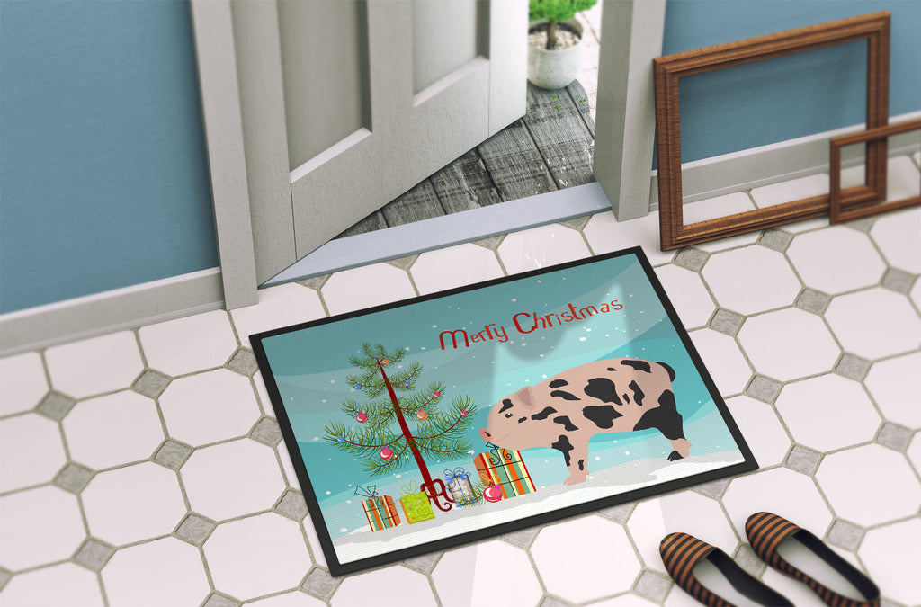 Mini Miniature Pig Christmas Doormat Indoor Outdoor 24H X 36W Front Door Mat Rugs for Entryway, Non Slip Washable Low Pile,