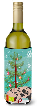 Mini Miniature Pig Christmas Wine Bottle Hugger Gift Sleeve for Standard 750 ml Bottles, Insulated Reusable Also Fits Mini Shot & Pint Bottles