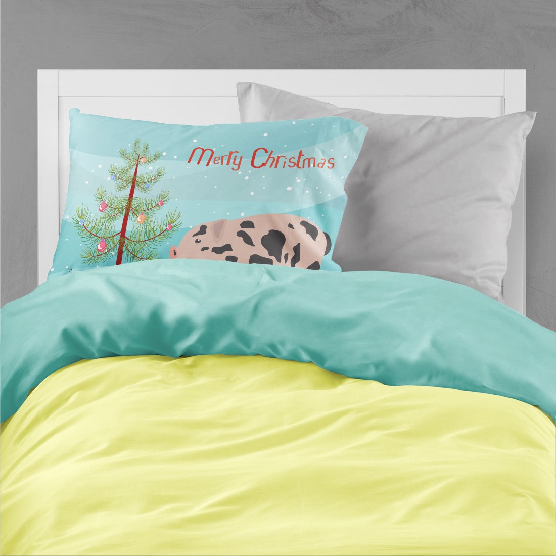 Mini Miniature Pig Christmas Standard Pillowcase Lightweight Super Soft Easy Care Decorative Artwork Pillowcase, Standard