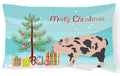 Mini Miniature Pig Christmas Decorative Throw Pillow 12x16 Indoor Outdoor Accent Cushion, Fabric Cover with Insert for Sofa, Bed, Porch & Living Room