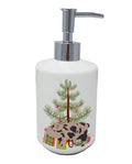 Mini Miniature Pig Christmas Ceramic Soap Dispenser , Empty Refillable Hand Soap Pump Bottle for Bathroom Kitchen