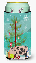 Mini Miniature Pig Christmas Tall Boy Hugger Can Cooler Sleeve Machine Washable Drink Collapsible Insulator Beverage Insulated Holder