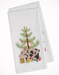 Mini Miniature Pig Christmas Kitchen Towel Set of 2 White Dish Towels Decorative Bathroom Hand towel for Hand, Face, Hair, Yoga, Tea, Dishcloth, 19 X 28", White