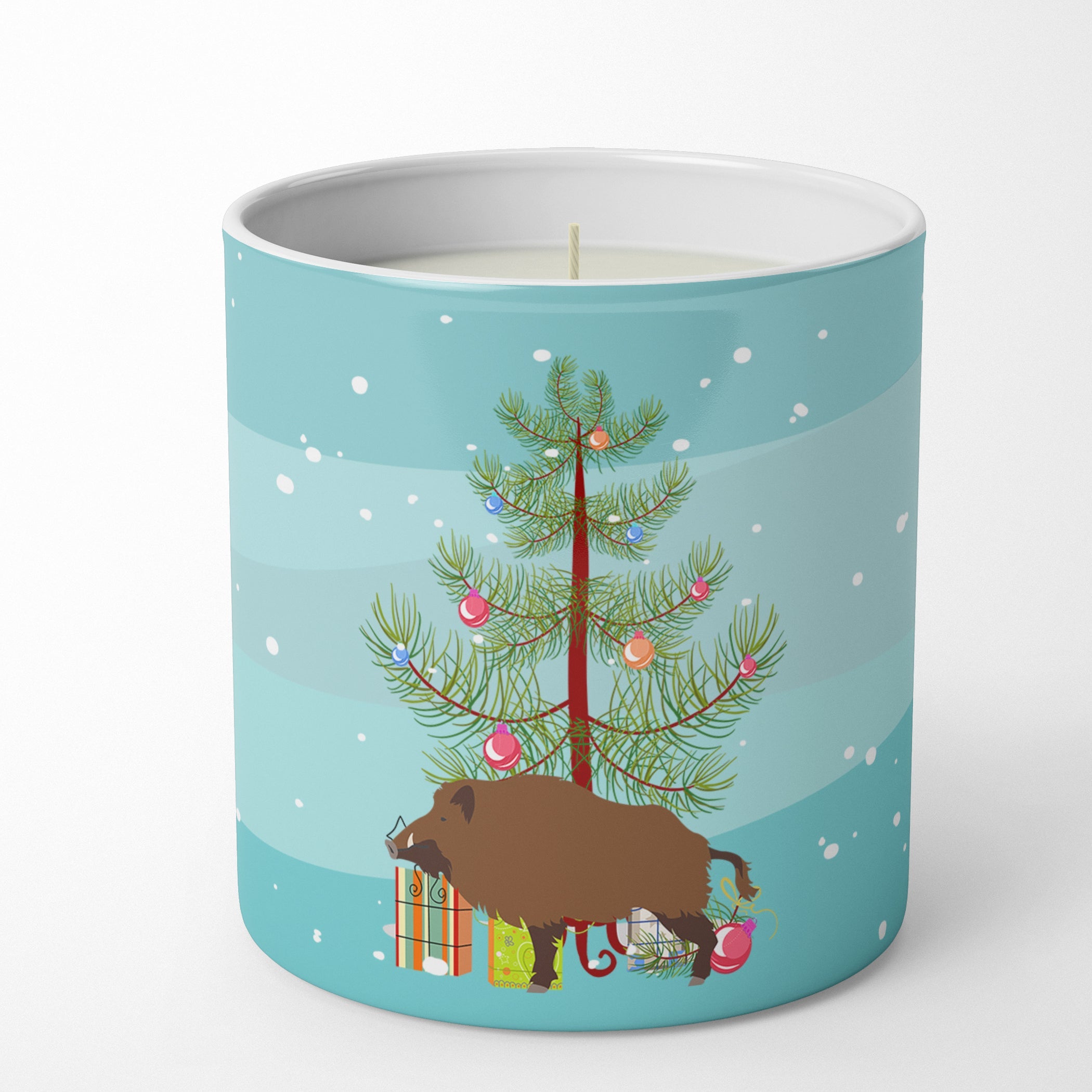 Wild Boar Pig Christmas Decorative Soy Candle Nature Soy Wax Essential Oil Home Decor Ideal for Bedroom Kitchen Bath Office Gift, 10 oz