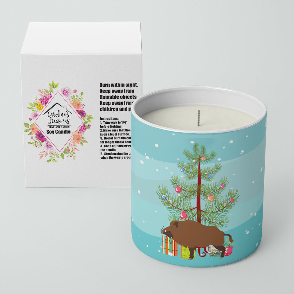 Wild Boar Pig Christmas Decorative Soy Candle Nature Soy Wax Essential Oil Home Decor Ideal for Bedroom Kitchen Bath Office Gift, 10 oz