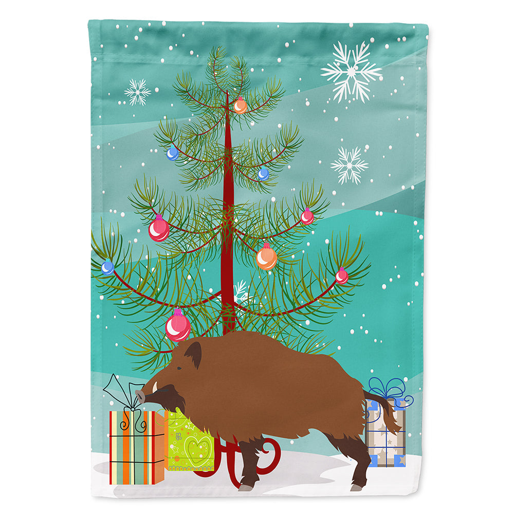 Wild Boar Pig Christmas House Flag 28x40 Porch Sleeve Pole Decorative Outside Yard Banner Artwork Wall Hanging, Polyester