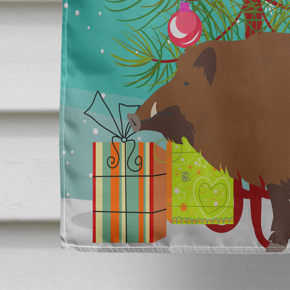 Wild Boar Pig Christmas House Flag 28x40 Porch Sleeve Pole Decorative Outside Yard Banner Artwork Wall Hanging, Polyester