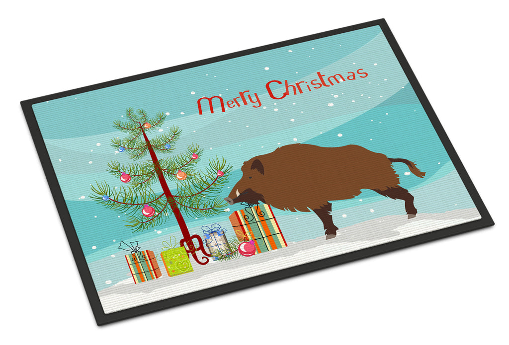 Wild Boar Pig Christmas Doormat Indoor Outdoor 24H X 36W Front Door Mat Rugs for Entryway, Non Slip Washable Low Pile,